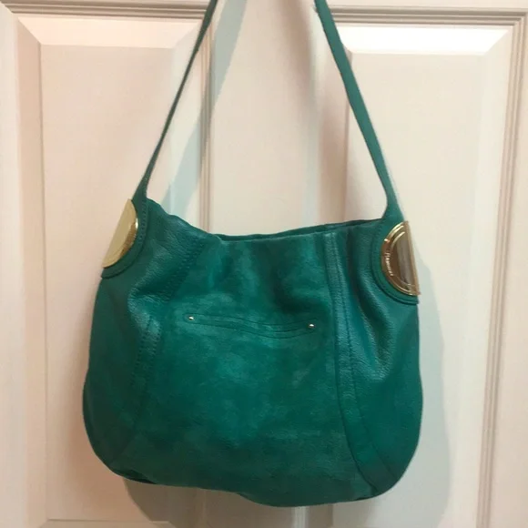 NWOT B.Makowski Leather & Suede Emerald Shoulder Bag - Picture 2 of 10